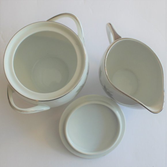 Vintage Sango Fine China Silver Rimmed Sugar and Creamer in Excellent Condition - Picture 5 of 6